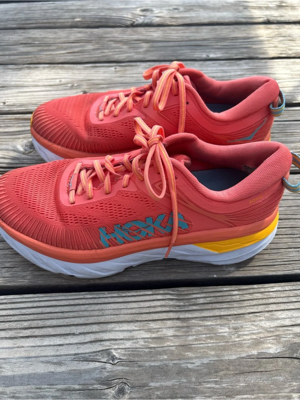 GUC Hoka Women's Bondi 7 Running Walking Shoes Camellia/Coastal Shade